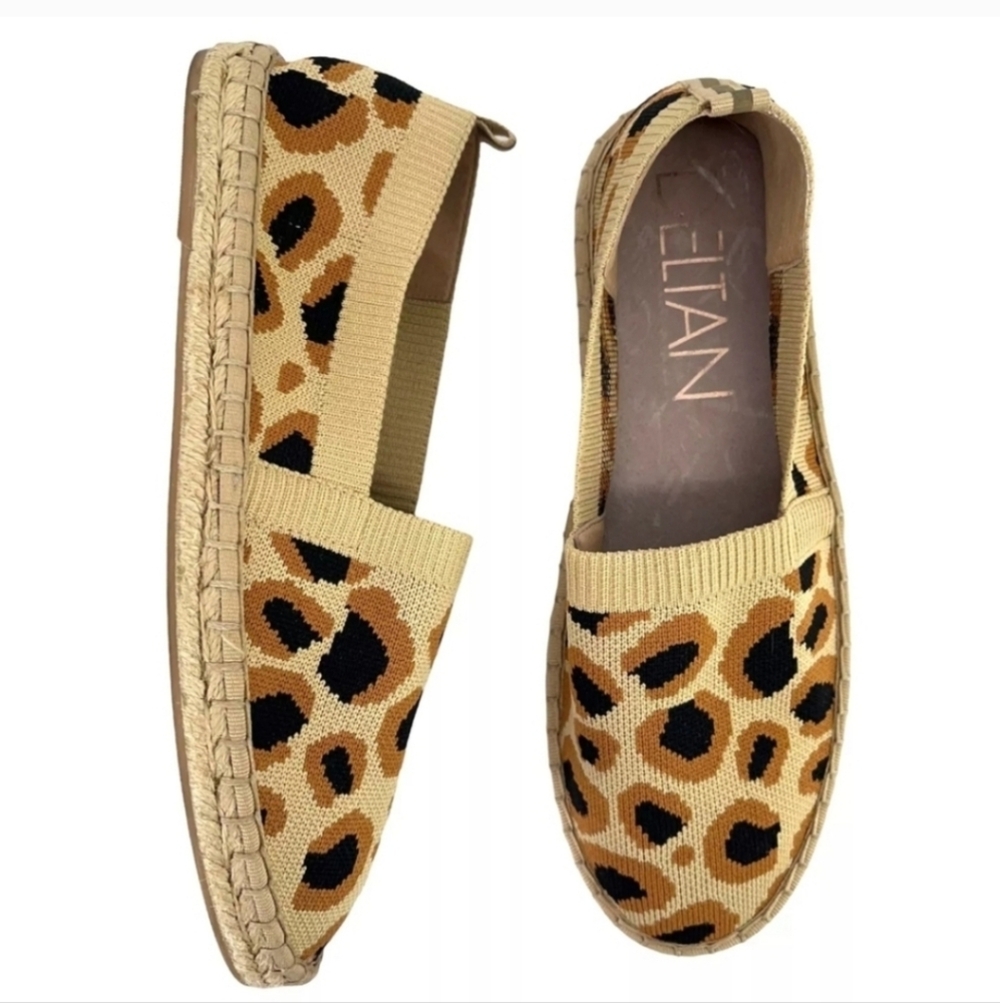 Deltan Hensley Espadrilles Womens Size 9 M Leopard Print Flyknit Slip on Flats